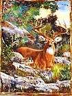 new wildlife animal deer buck doe tree rocks flannel fabric