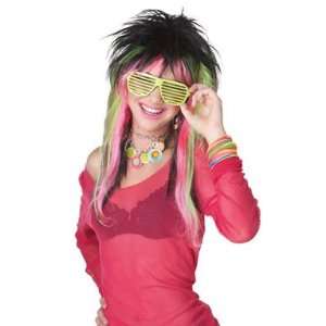  Black/Lime Rave Club Kid Wig for Halloween Costume Toys 