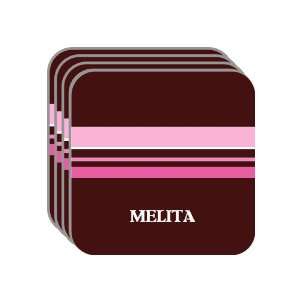 Personal Name Gift   MELITA Set of 4 Mini Mousepad Coasters (pink 