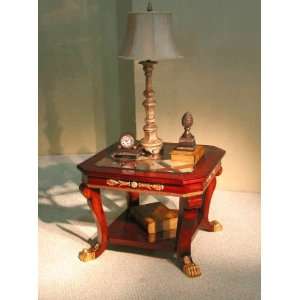  End table wood inlay gold leaf