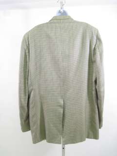 BURBERRYS Beige Green Silk Houndstooth Blazer Jacket L  