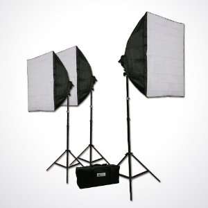 ePhoto 2400 watt 3 Softbox Video Studio Photo Lighting with Case for 
