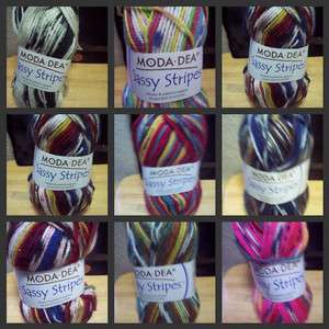 Coats Moda Dea Sassy Stripes Acrylic Yarn Color Choice  