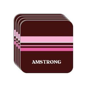 Personal Name Gift   AMSTRONG Set of 4 Mini Mousepad Coasters (pink 