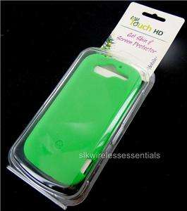   MyTouch 4G/HD Green Silicone Gel Case Cover+Screen Protector  