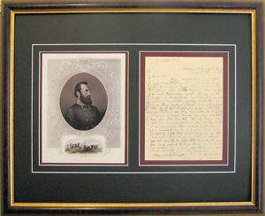 Stonewall Jackson Signed Letter Ewell Reprint Framed  