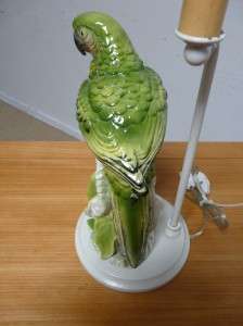 Incredible VINTAGE PARROT LAMP Meissen Style PORCELAIN Hollywood 