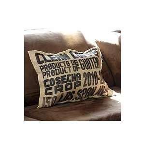  NOVICA Jute and cotton cushion cover, Coffee Beans