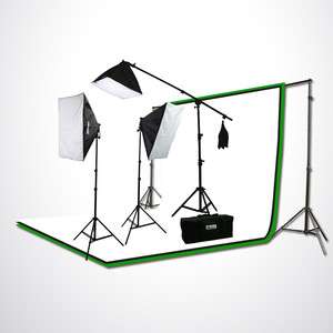 Photography Video Boom Lighting Light Kit 3 Muslin Background Support 