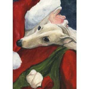  Greyhound and Santa Dog Art Christmas Card Health 
