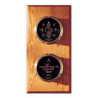   Weather Station Black Dial with Brass Case Instruments on Oak or