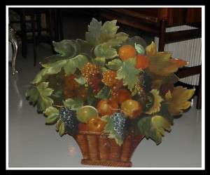 Vintage Cut Out Still Life Painting Basket of Flowers  