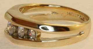14k yellow gold gents .74ct diamond wedding band ring mens vintage 