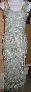 NWT Cache Mint Green/Blue 2 Pc Beaded Crocheted Skirt Dress Outfit Sz 