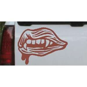 Vampire Mouth Fangs Lips Car Window Wall Laptop Decal Sticker    Brown 