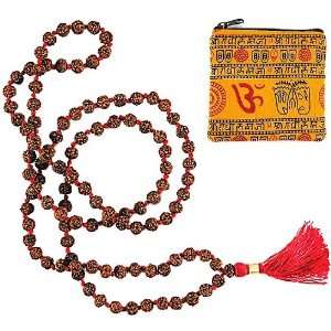   Knotted String w/ Om Zippered Mala Pouch ~ 7mm Size