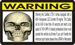 Cadillac CTS V Speed Warning Decal 2006 2007 LS2 engine