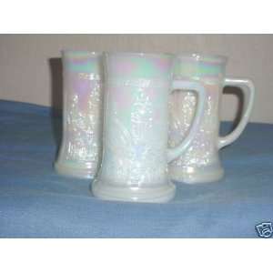  Set of 3 Pearlized Milkglass Steins 