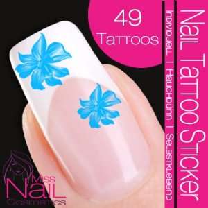  Nail Tattoo Sticker Blossom / Flower   turquoise Beauty