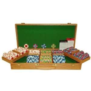  500 Paulson® Tophat & Cane Clay Poker Chips w/Wooden Case 