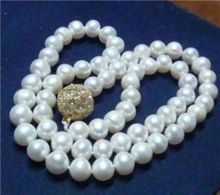 GENUINE 8 9MM AKOYA WHITE PEARL NECKLACE 17  