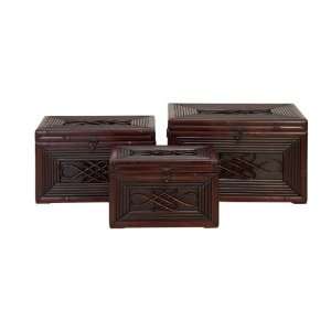  Set/3 Bamboo Lodge Wood Chest Trunks Boxes