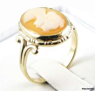 Genuine Shell CAMEO Vintage Ladies RING   14k Yellow Gold  