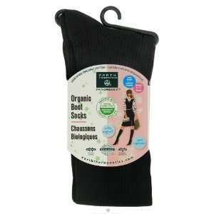  Earth Therapeutics Womens Organic Boot Socks, Black, 1 