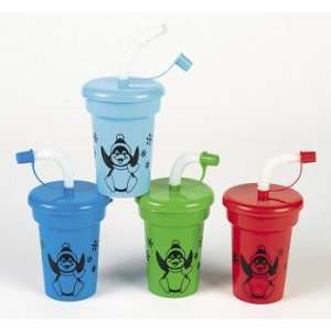 com Mini Penguin Cups With Lids & Straws   Tableware & Sippers & Fun 