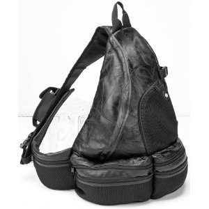  (B) LEATHER SLING BACKPACK
