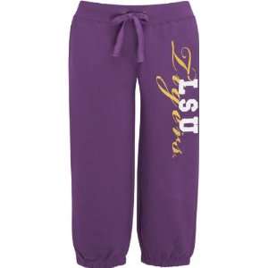  LSU Tigers Womens Purple French Terry Capri Pants Sports 