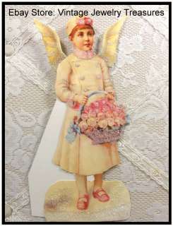   Shabby Angel~Pink Roses Card~Decoration~Fold Out Stand 10x4  