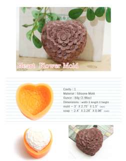 Heart flower Silicone Soap candle Molds 2.96oz  