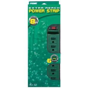  Prime PB001508 Six Outlet Green Power Strip with 8 Foot 