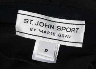 St. John Sport Black V Neck Ruffled Petite Sleeveless Womens Top 