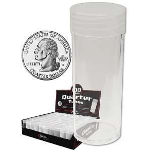  100 Quarters Coin Collecting Tube Storage   Round Office 