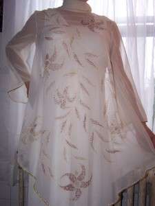   Ivory Hostess Diva Goddess Prom Gown w/ Sheer Cape Capelet  