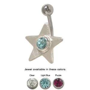  Star Belly Button Ring Surgical Steel with Jewel   BP128 