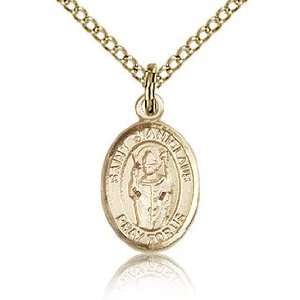    Gold Filled 1/2in St Stanislaus Charm & 18in Chain Jewelry