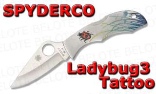 Spyderco Ladybug 3 Tattoo Etched Stainless Plain LSSP3T  