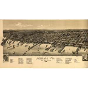  1886 A Birds eye map of Ashland, Wisconsin