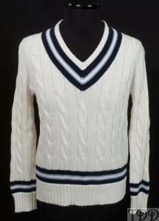 NWT $225 Polo Ralph Lauren Cable V neck Cricket Sweater  