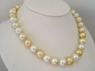 15.5mm Golden & White South Sea Pearl 14K Gold Necklace  