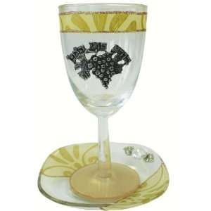  Lily Art Glass Appliquéd Kiddush Cup with Coaster in 