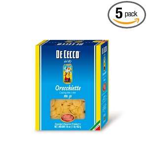 De Cecco Orecchiette, 16 Ounce Boxes (Pack of 5)  Grocery 
