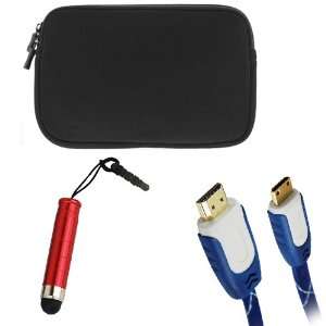 GTMax 10inch Sleeve Case + 6FT Mini HDMI Cable(Blue/White) + Mini Red 