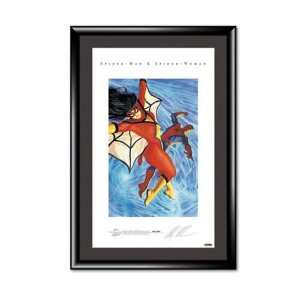 Alex Ross Framed Autographed Marvel Spider Man and Spider Woman 