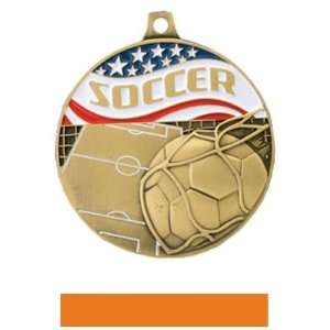 Hasty Awards Americana Custom Soccer Medals GOLD MEDAL/ORANGE RIBBON 2 