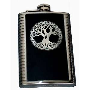  Celtic Tree of Life 8oz Swarovski Crystals Leather Flask 