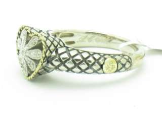 Andrea Candela 18k & Sterling Silver Heart Antique Flower Diamond Ring 